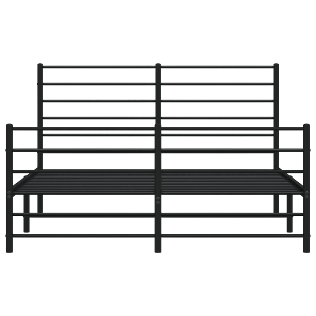 vidaXL Bedframe met hoofd- en voeteneinde metaal zwart 140x190 cm