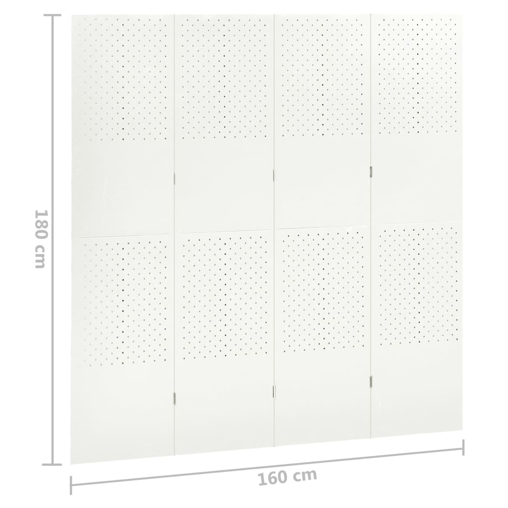 vidaXL Kamerscherm met 4 panelen 160x180 cm staal wit