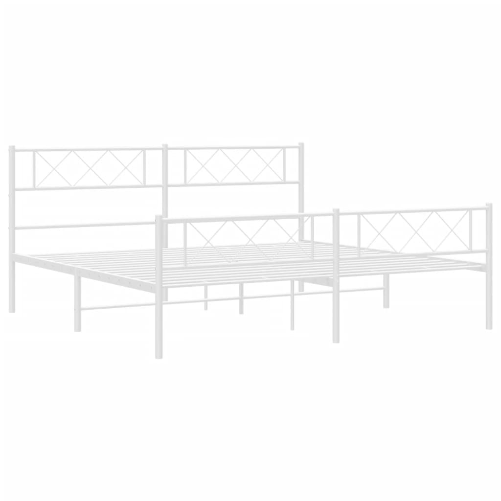 vidaXL Bedframe met hoofd- en voeteneinde metaal wit 180x200 cm