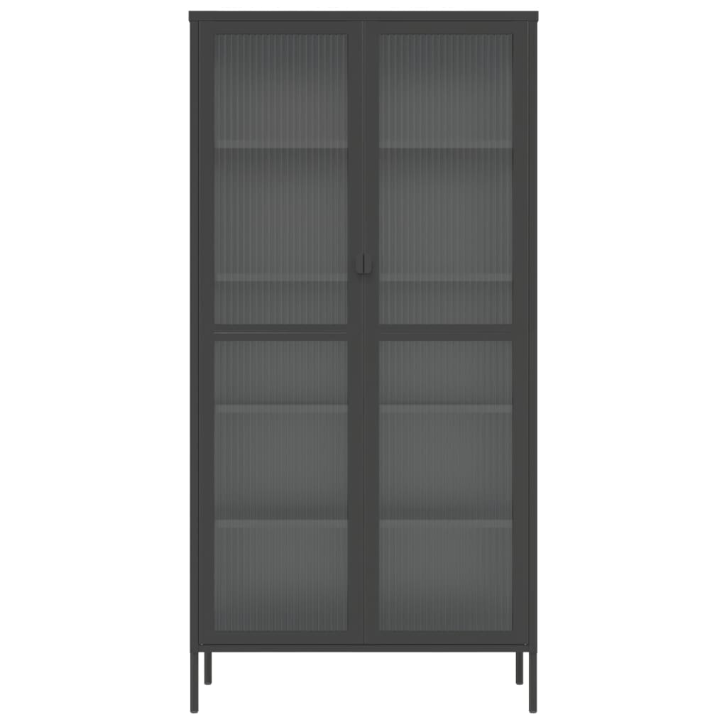 vidaXL Hoge kast 85x40x180 cm glas en staal zwart