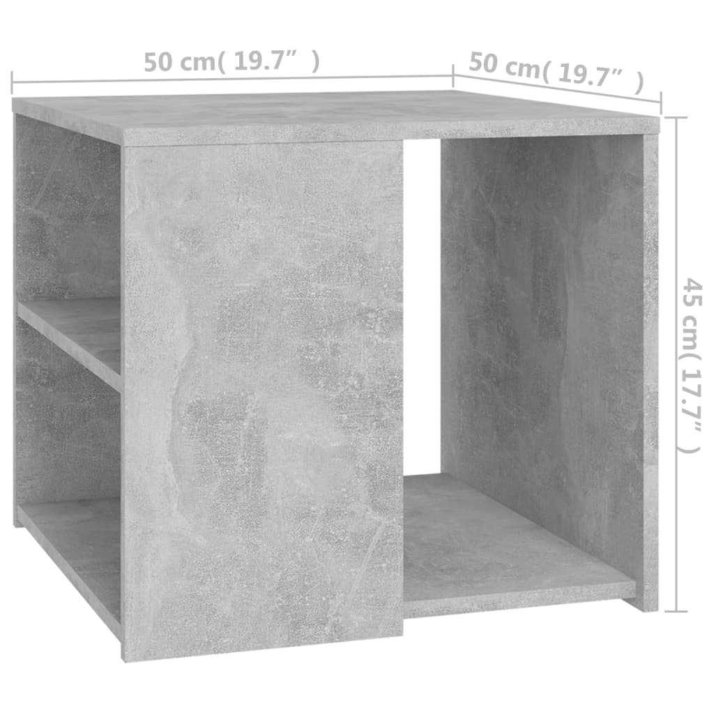 vidaXL Bijzettafel 50x50x45 cm bewerkt hout betongrijs