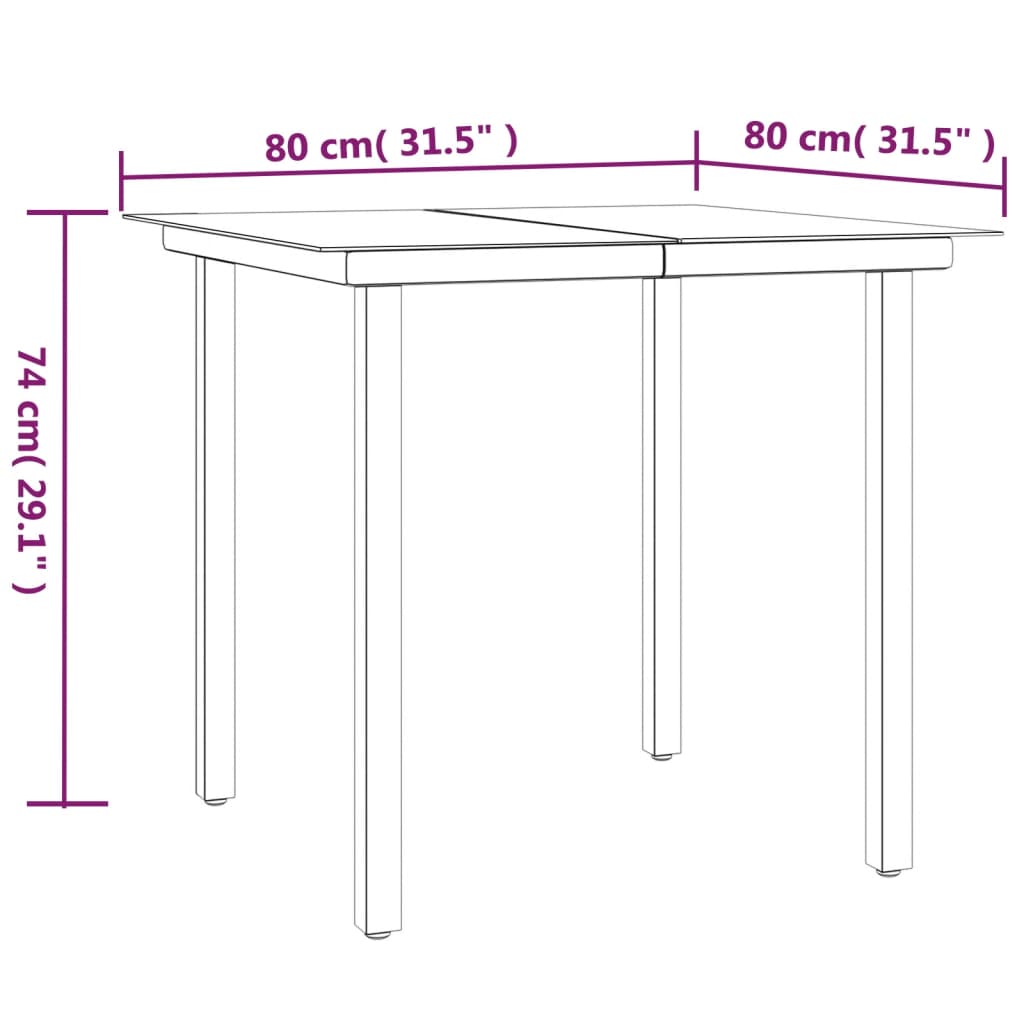 vidaXL 3-delige Tuinset met kussens poly rattan en staal