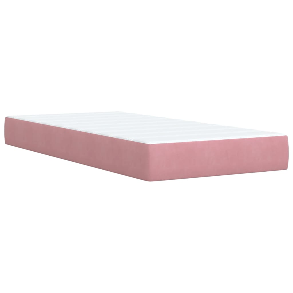 vidaXL Boxspring met matras fluweel roze 100x200 cm