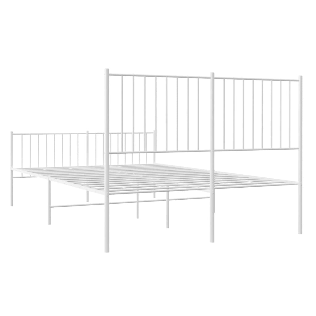 vidaXL Bedframe met hoofd- en voeteneinde metaal wit 140x200 cm