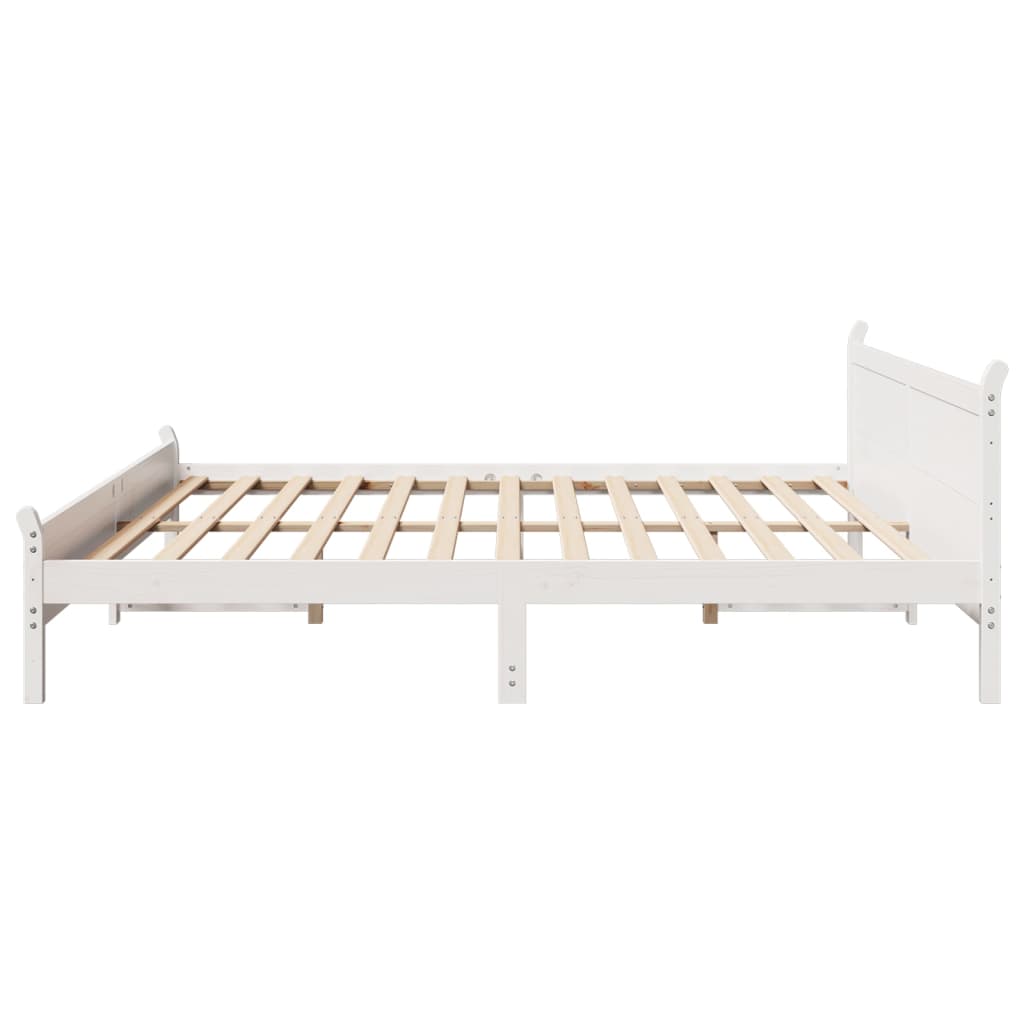 vidaXL Bedframe zonder matras massief grenenhout wit 180x200 cm