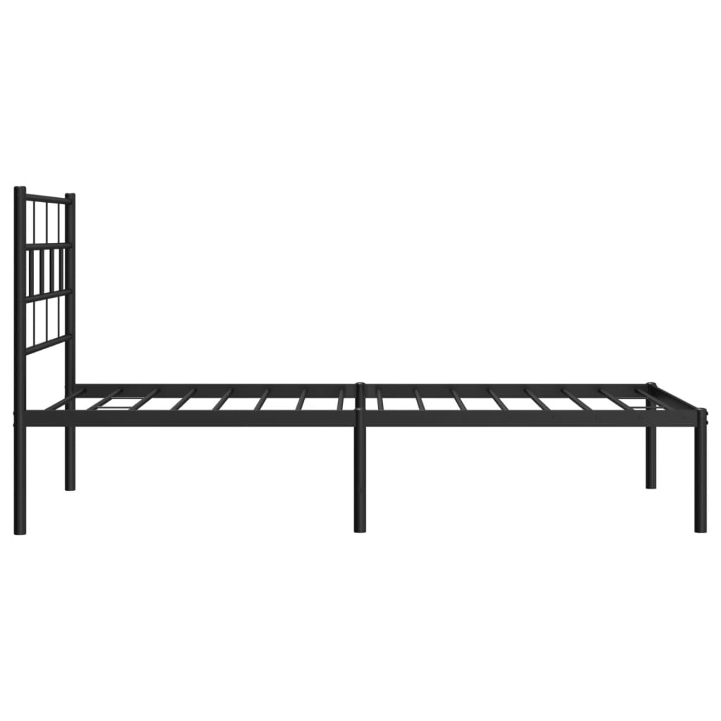 vidaXL Bedframe met hoofdbord metaal zwart 100x200 cm