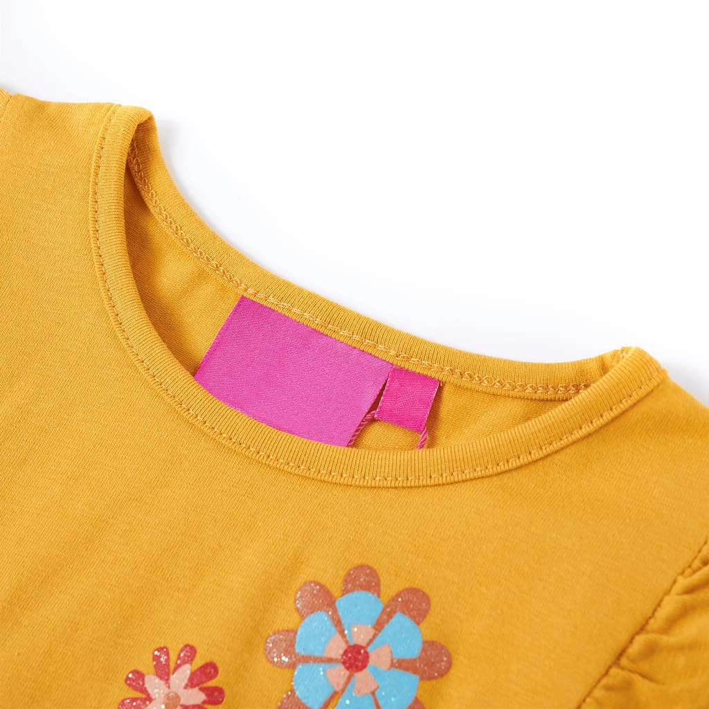 Kindershirt met lange mouwen 116 donkerokerkleurig