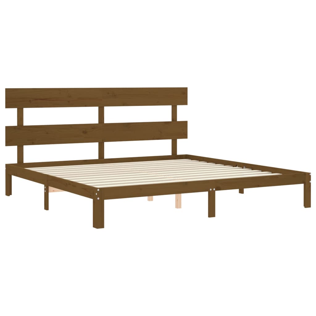 vidaXL Bedframe met hoofdbord massief hout honingbruin 200x200 cm