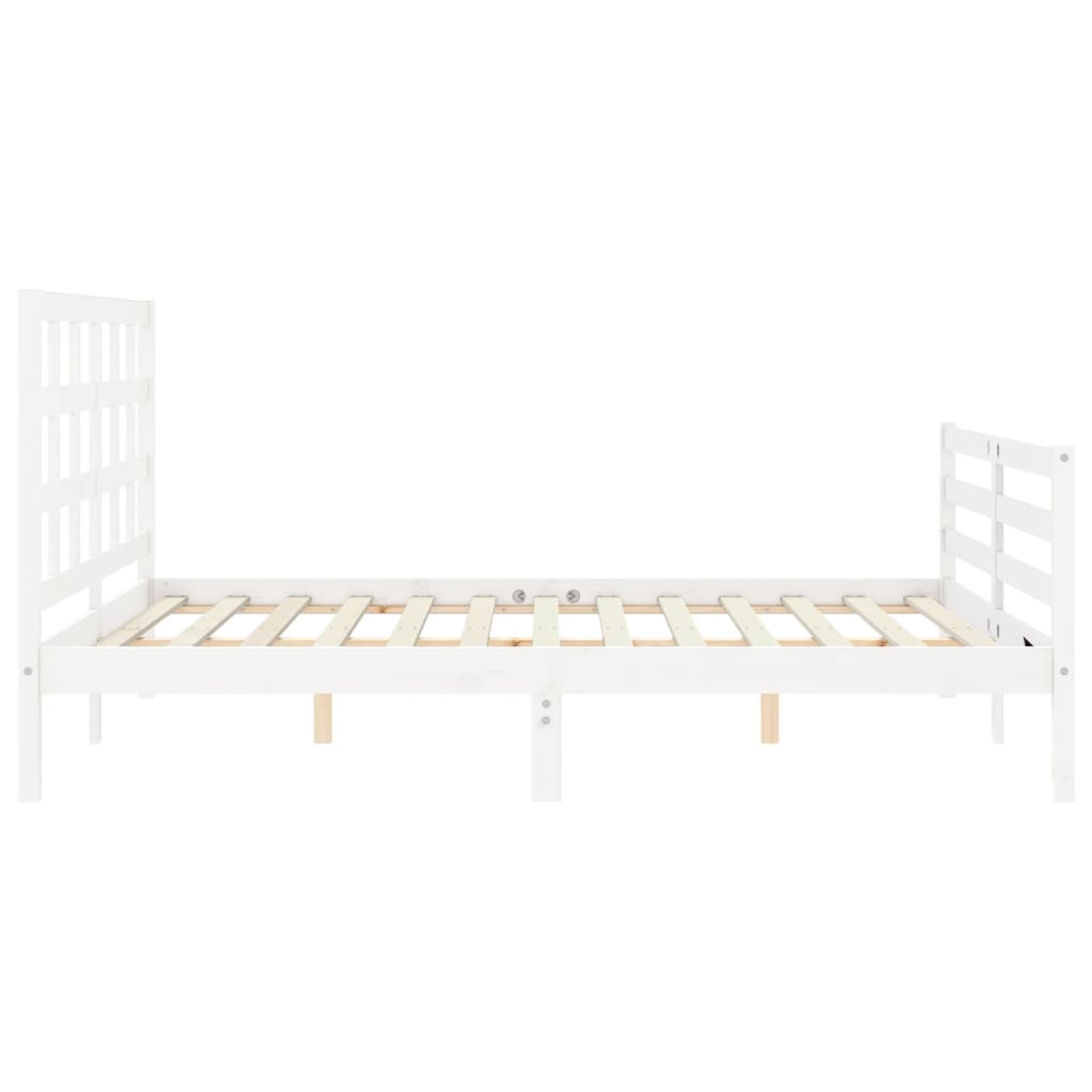 vidaXL Bedframe met hoofdbord massief hout wit