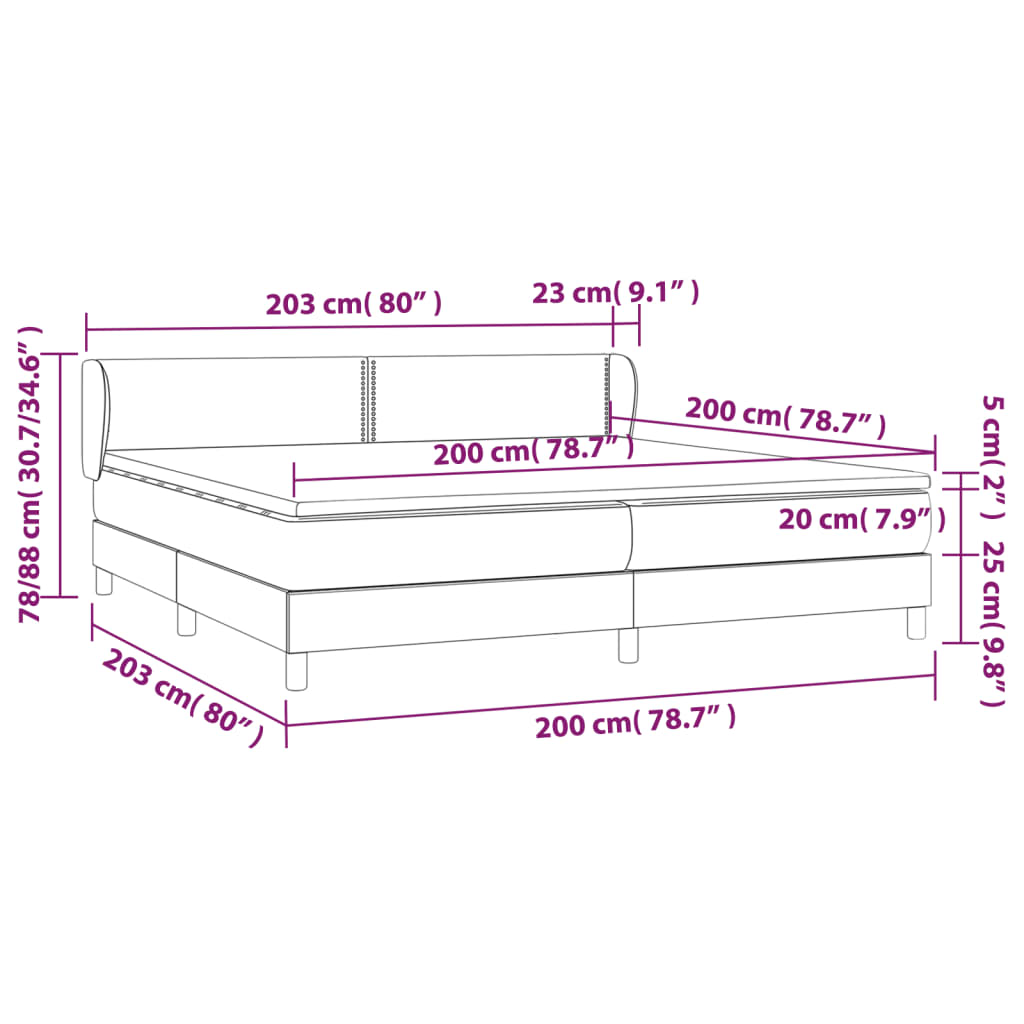 vidaXL Boxspring met matras kunstleer grijs 200x200 cm