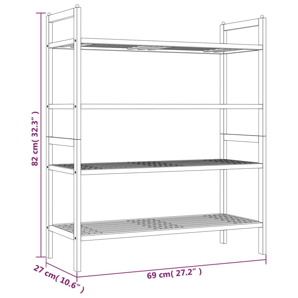 vidaXL Schoenenrekken 2 st 69x27x41 cm massief walnotenhout