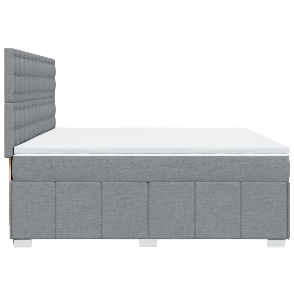 vidaXL Boxspring met matras stof lichtgrijs 200x200 cm