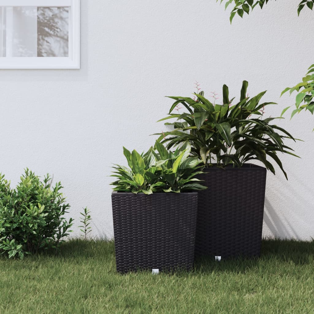 vidaXL Plantenbak met uitneembare bak rattan-look 21/32 L PP antraciet