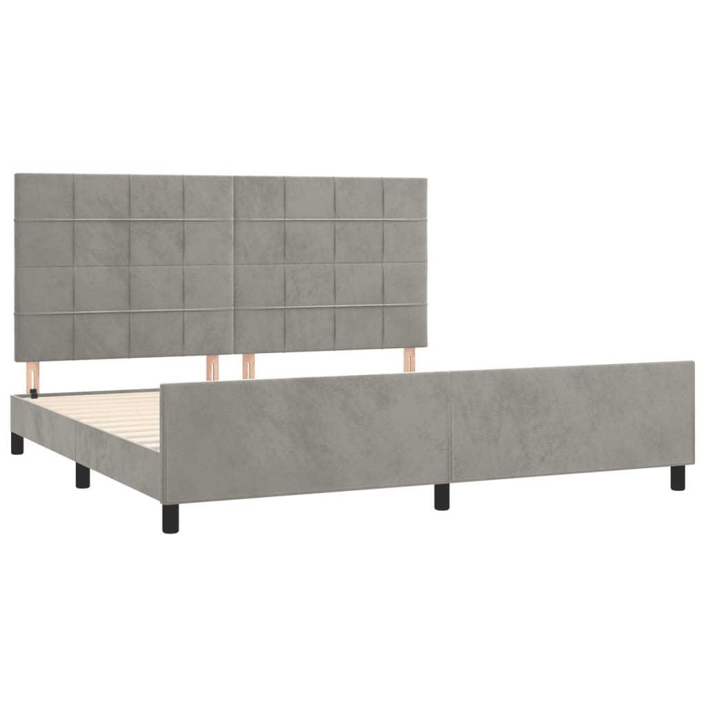 vidaXL Bedframe met hoofdeinde fluweel lichtgrijs 200x200 cm