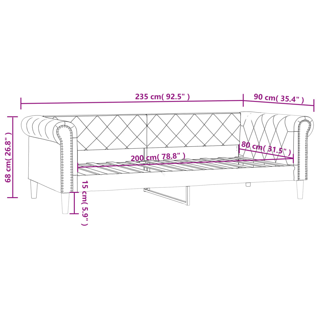 vidaXL Slaapbank 80x200 cm kunstleer crèmekleurig