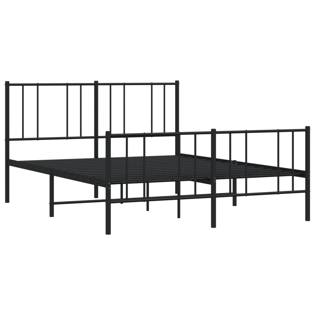 vidaXL Bedframe met hoofd- en voeteneinde metaal zwart 120x200 cm