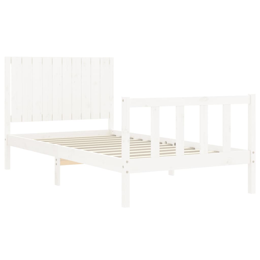 vidaXL Bedframe met hoofdbord massief hout wit 100x200 cm