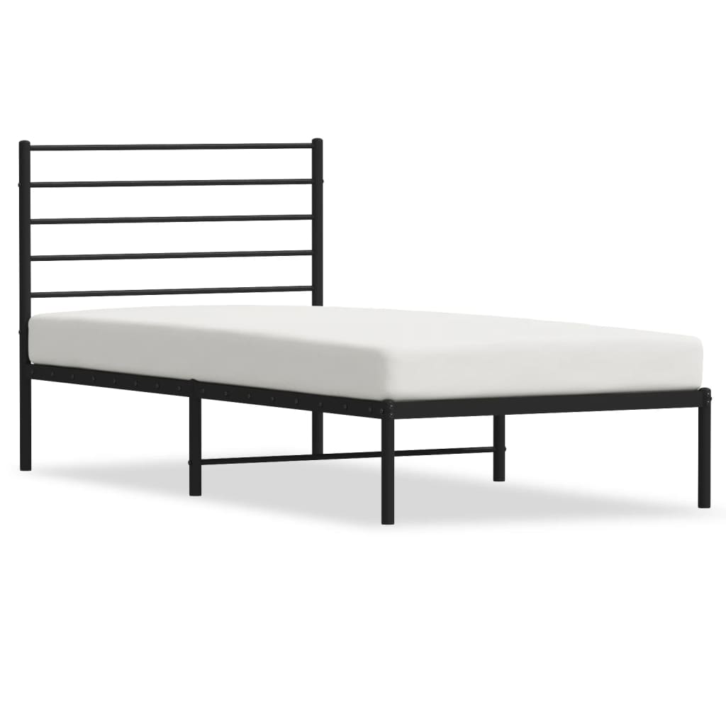 vidaXL Bedframe met hoofdbord metaal zwart 100x200 cm