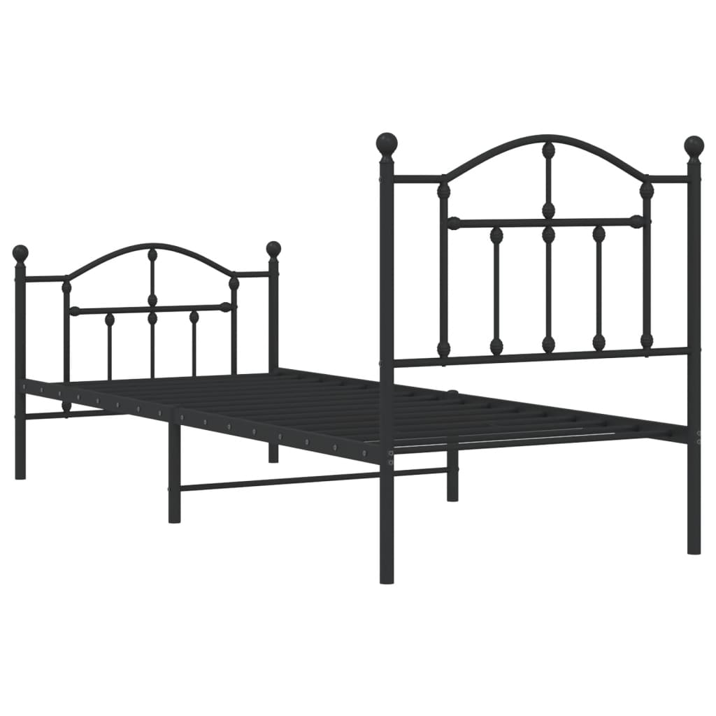 vidaXL Bedframe met hoofd- en voeteneinde metaal zwart 90x190 cm