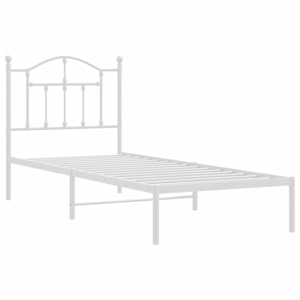 vidaXL Bedframe met hoofdbord metaal wit 90x190 cm