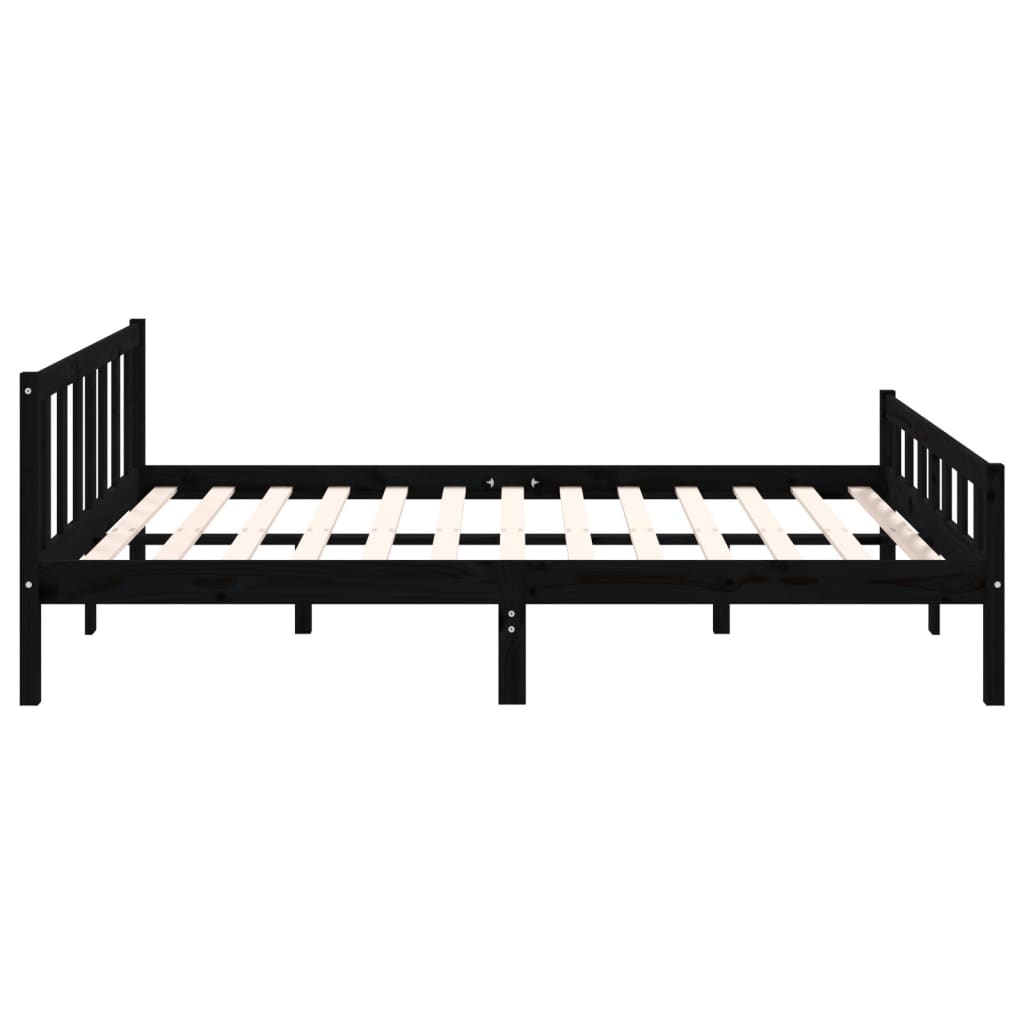 vidaXL Bedframe massief hout zwart 120x200 cm