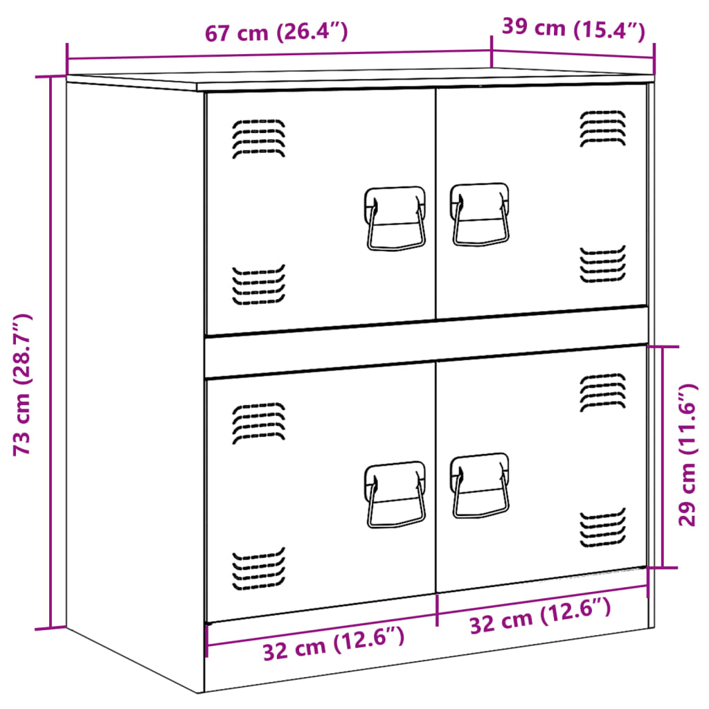 vidaXL Dressoir 67x39x73 cm staal roze