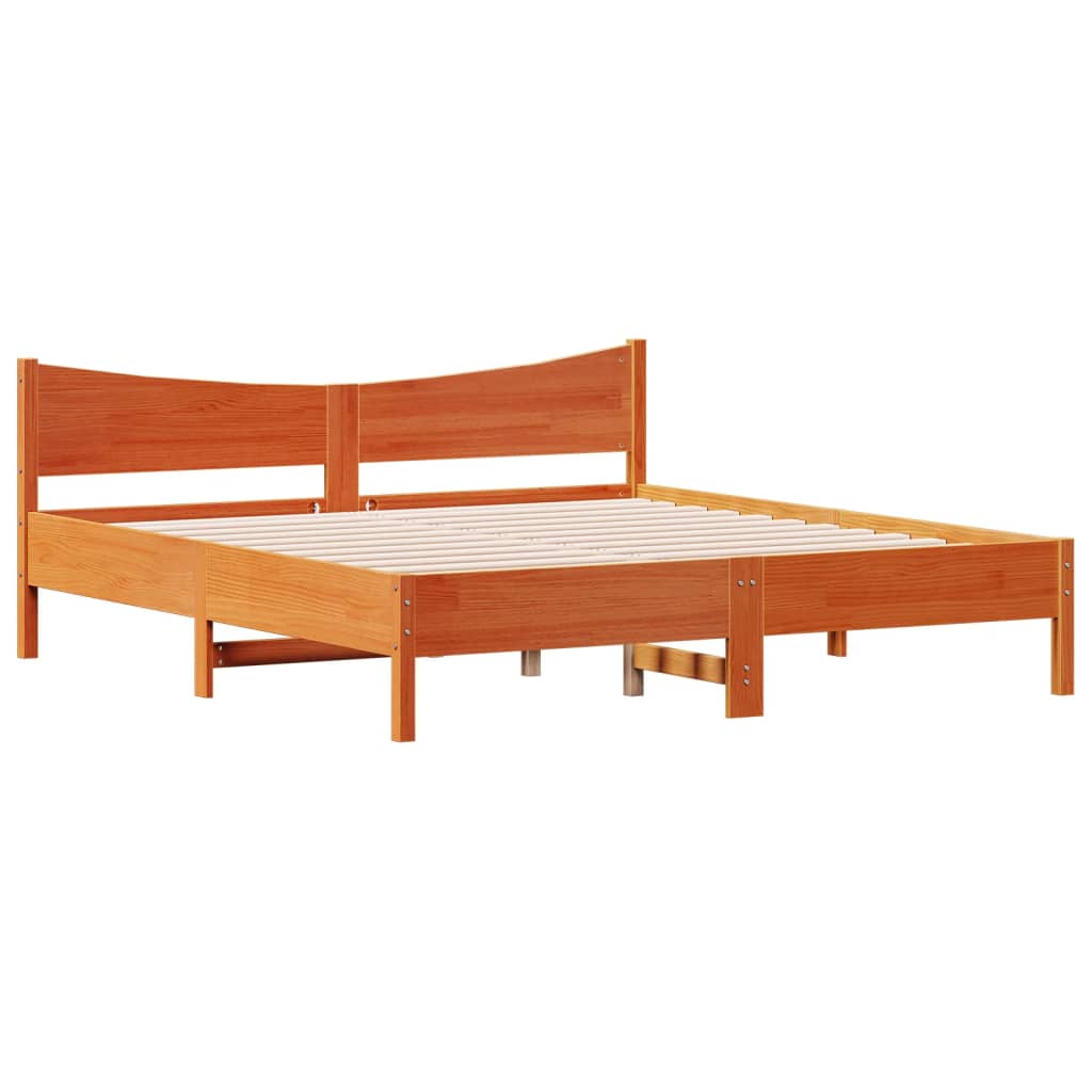 vidaXL Bedframe zonder matras massief grenenhout wasbruin 200x200 cm