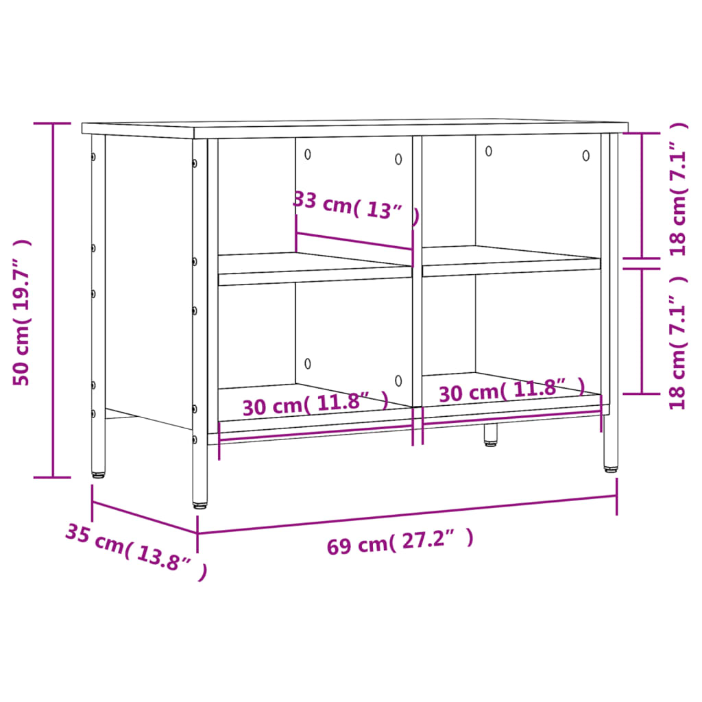 vidaXL Schoenenkast 69x35x50 cm bewerkt hout bruin eikenkleur