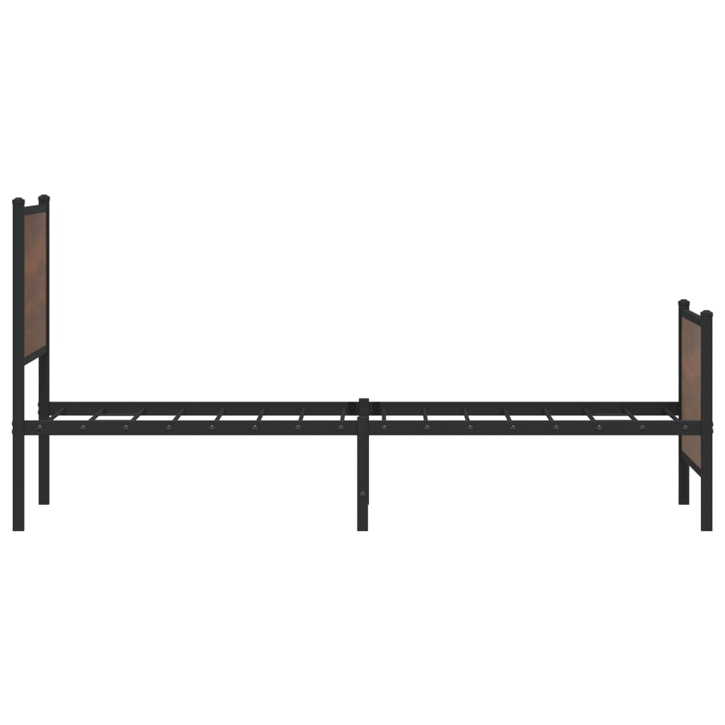 vidaXL Bedframe hoofd- en voeteneinde metaal bruin eiken 90x200 cm