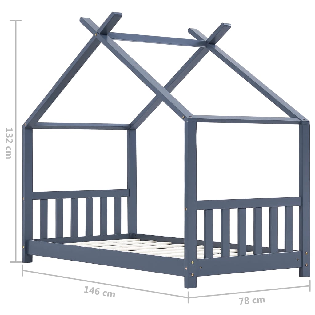 vidaXL Kinderbedframe massief grenenhout grijs 70x140 cm