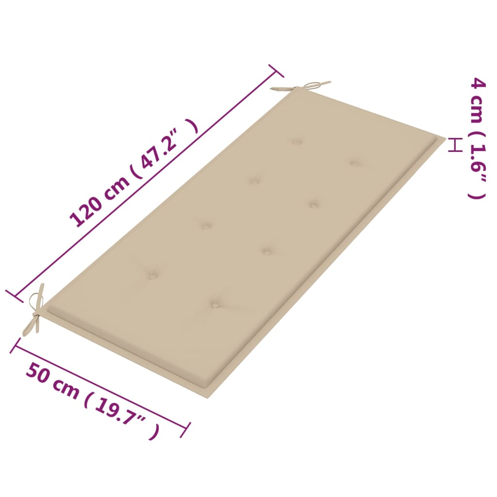 vidaXL Tuinbank 2-zits met kussen 120 cm massief eucalyptushout