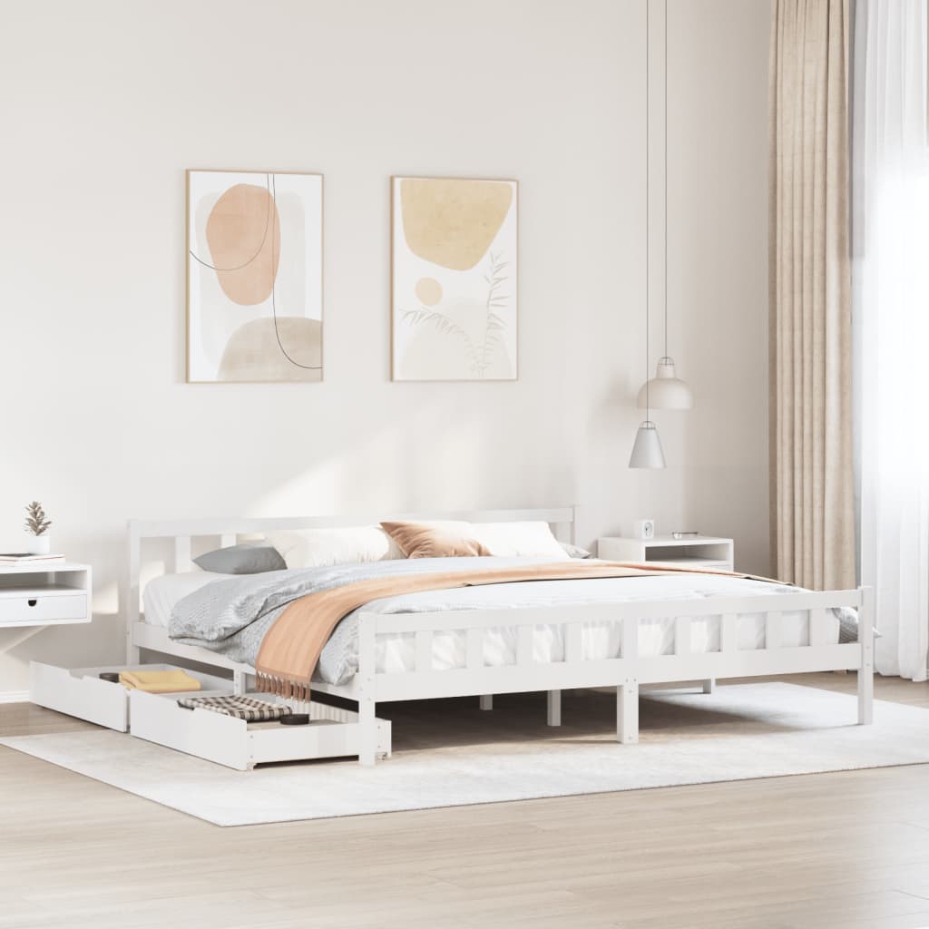 vidaXL Bedframe zonder matras massief grenenhout wit 180x200 cm