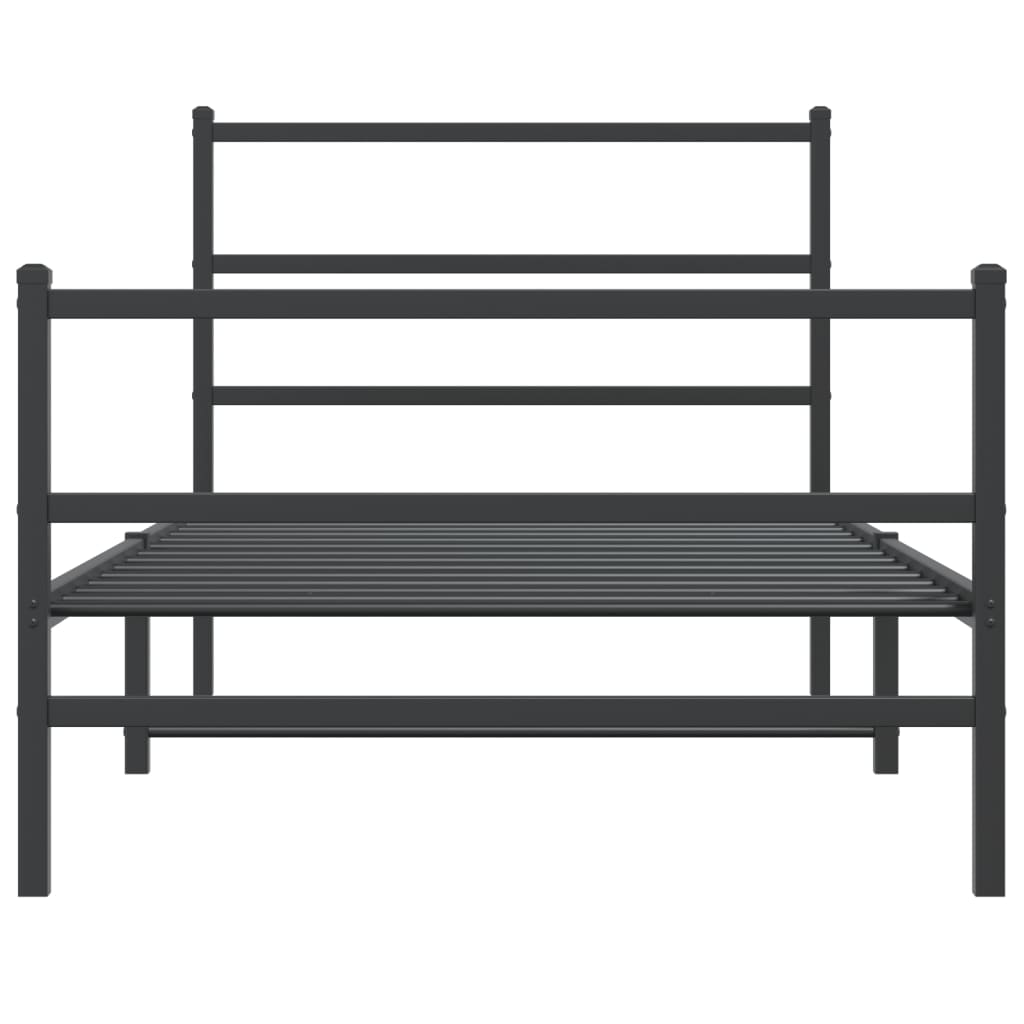 vidaXL Bedframe met hoofd- en voeteneinde metaal zwart 100x190 cm