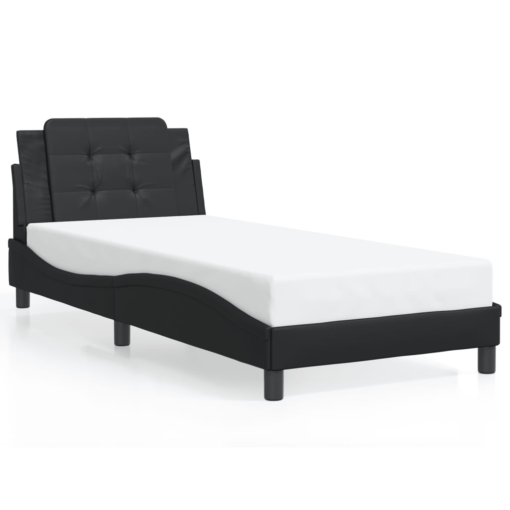 vidaXL Bedframe met hoofdbord kunstleer zwart 100x200 cm