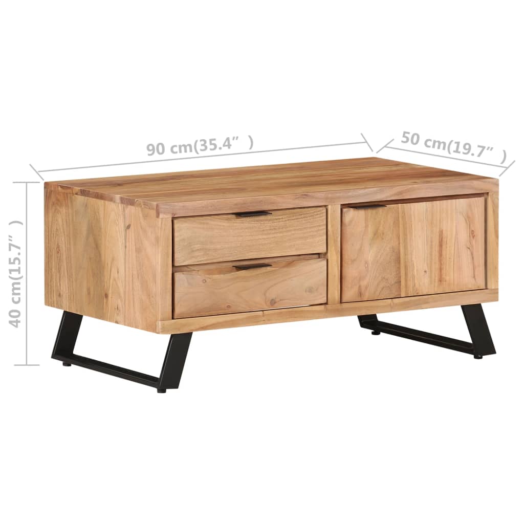 vidaXL Salontafel met natuurlijke rand 90x50x40 cm massief acaciahout