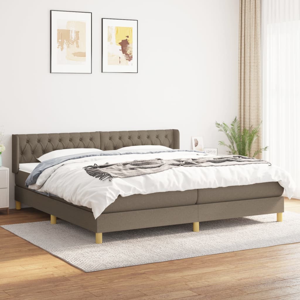 vidaXL Boxspring met matras stof taupe 200x200 cm