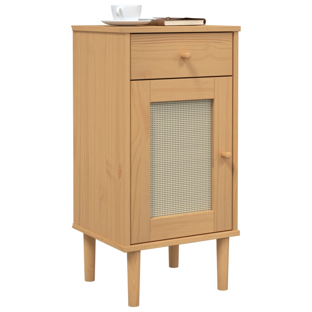 vidaXL Dressoir SENJA rattan-look 80x35x80 cm massief grenenhout bruin