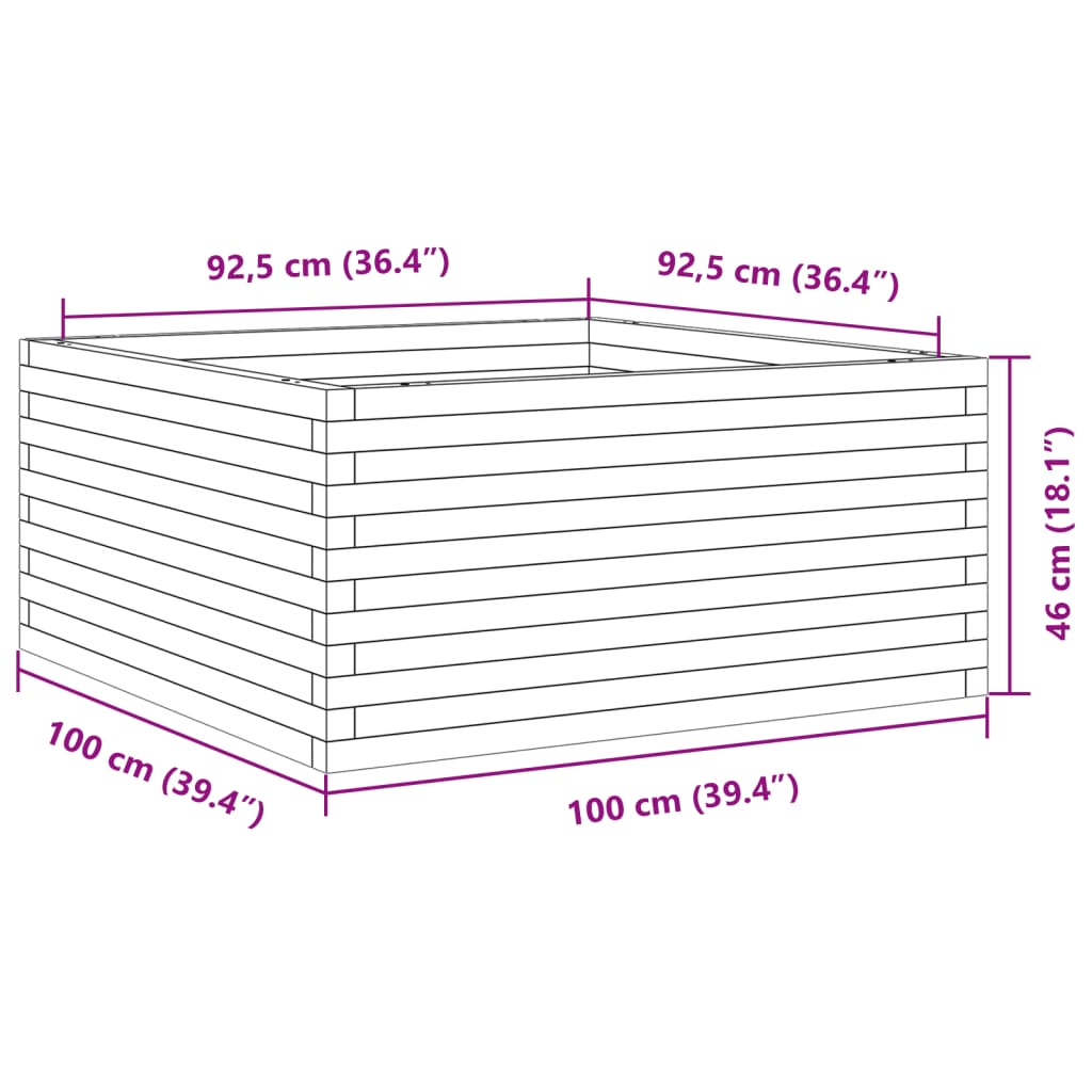 vidaXL Plantenbak 100x100x46 cm massief grenenhout