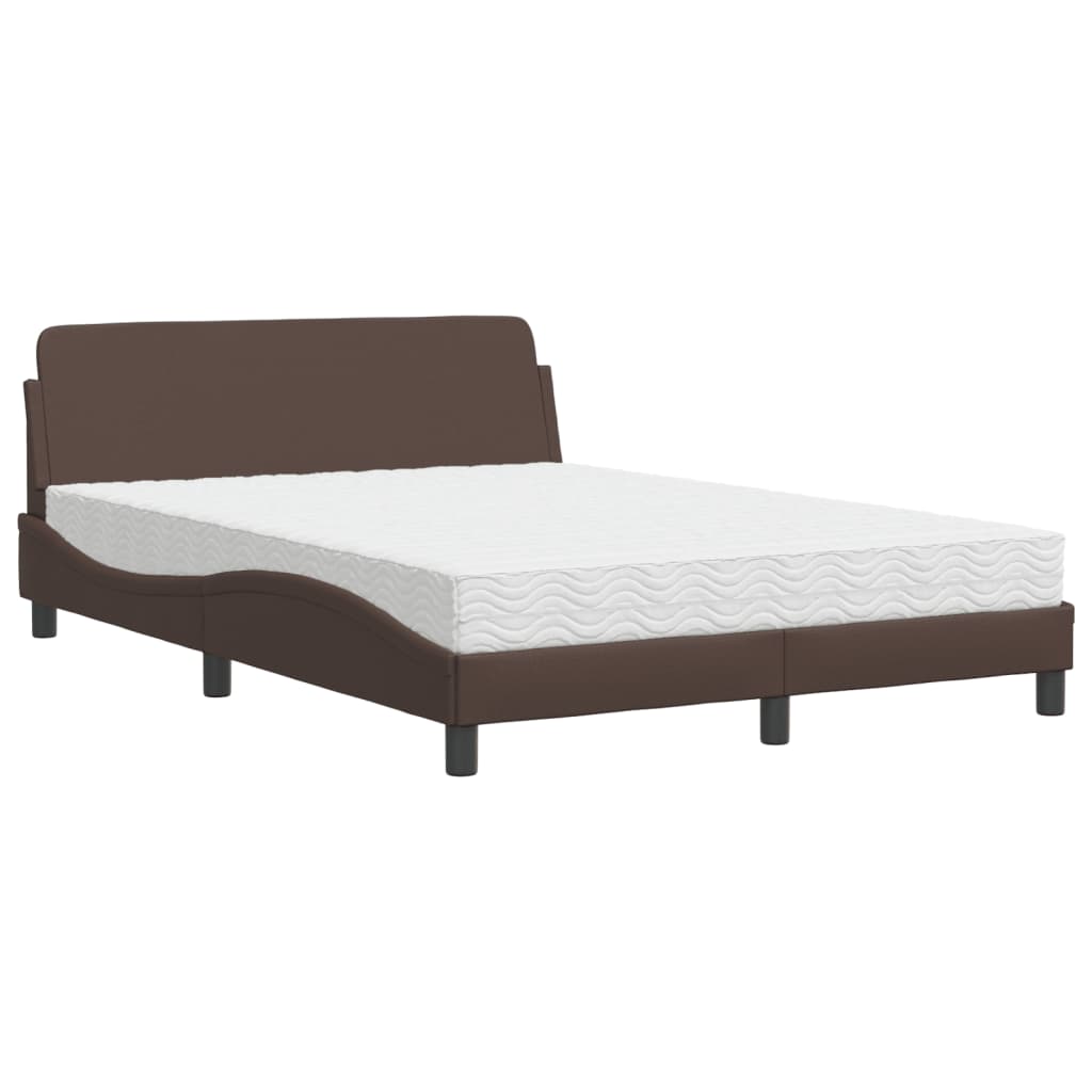 vidaXL Bed met matras kunstleer bruin 140x200 cm