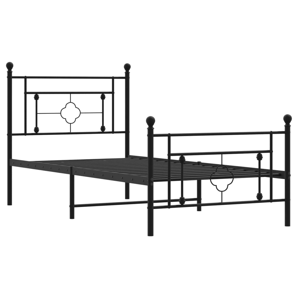 vidaXL Bedframe met hoofd- en voeteneinde metaal zwart 90x190 cm