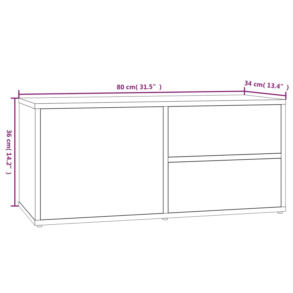 vidaXL Tv-meubel 80x34x36 cm bewerkt hout grijs sonoma eikenkleurig