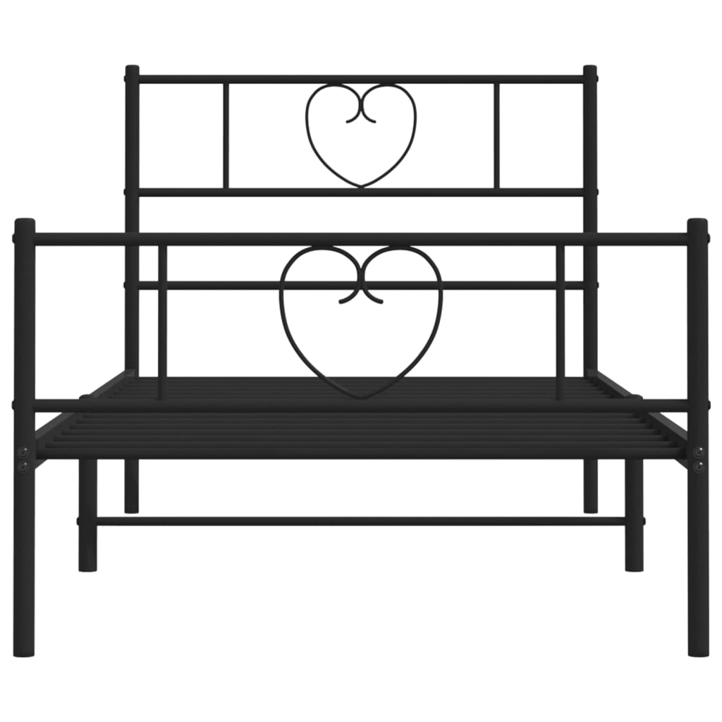 vidaXL Bedframe met hoofd- en voeteneinde metaal zwart 90x190 cm