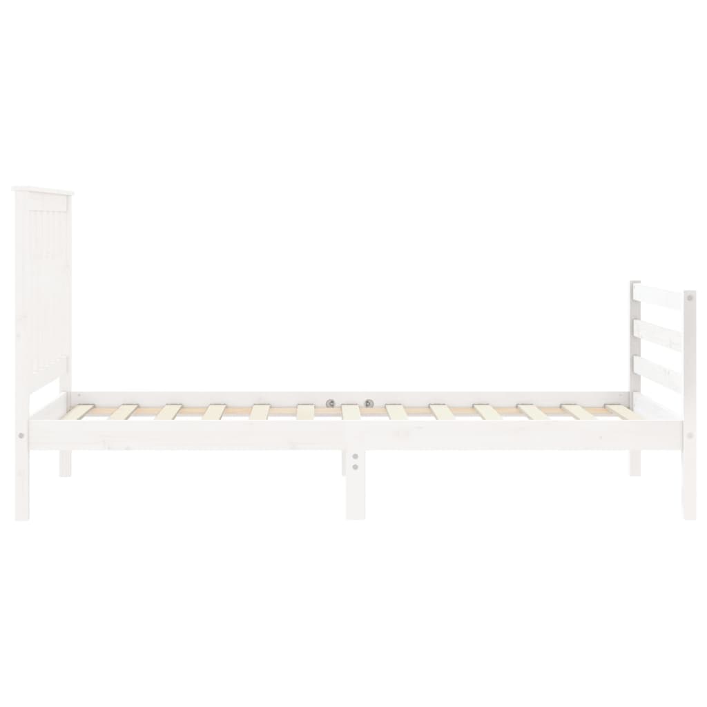 vidaXL Bedframe met hoofdbord massief hout wit 90x200 cm