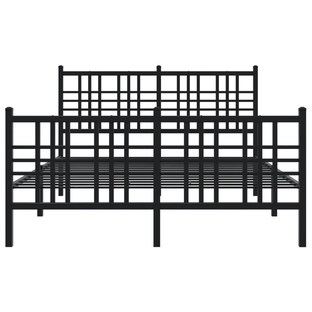 vidaXL Bedframe met hoofd- en voeteneinde metaal zwart 140x190 cm