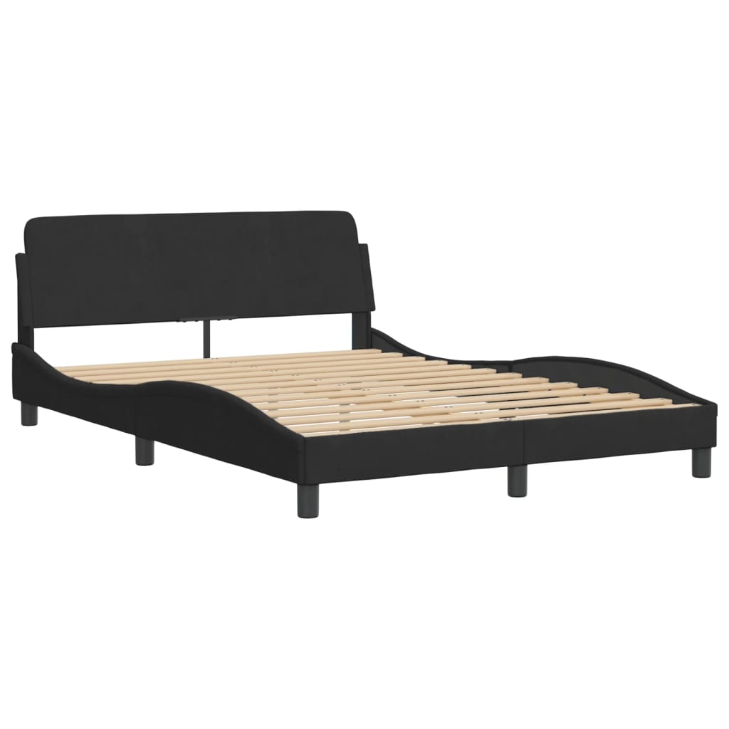 vidaXL Bedframe met hoofdeinde fluweel zwart 140x190 cm