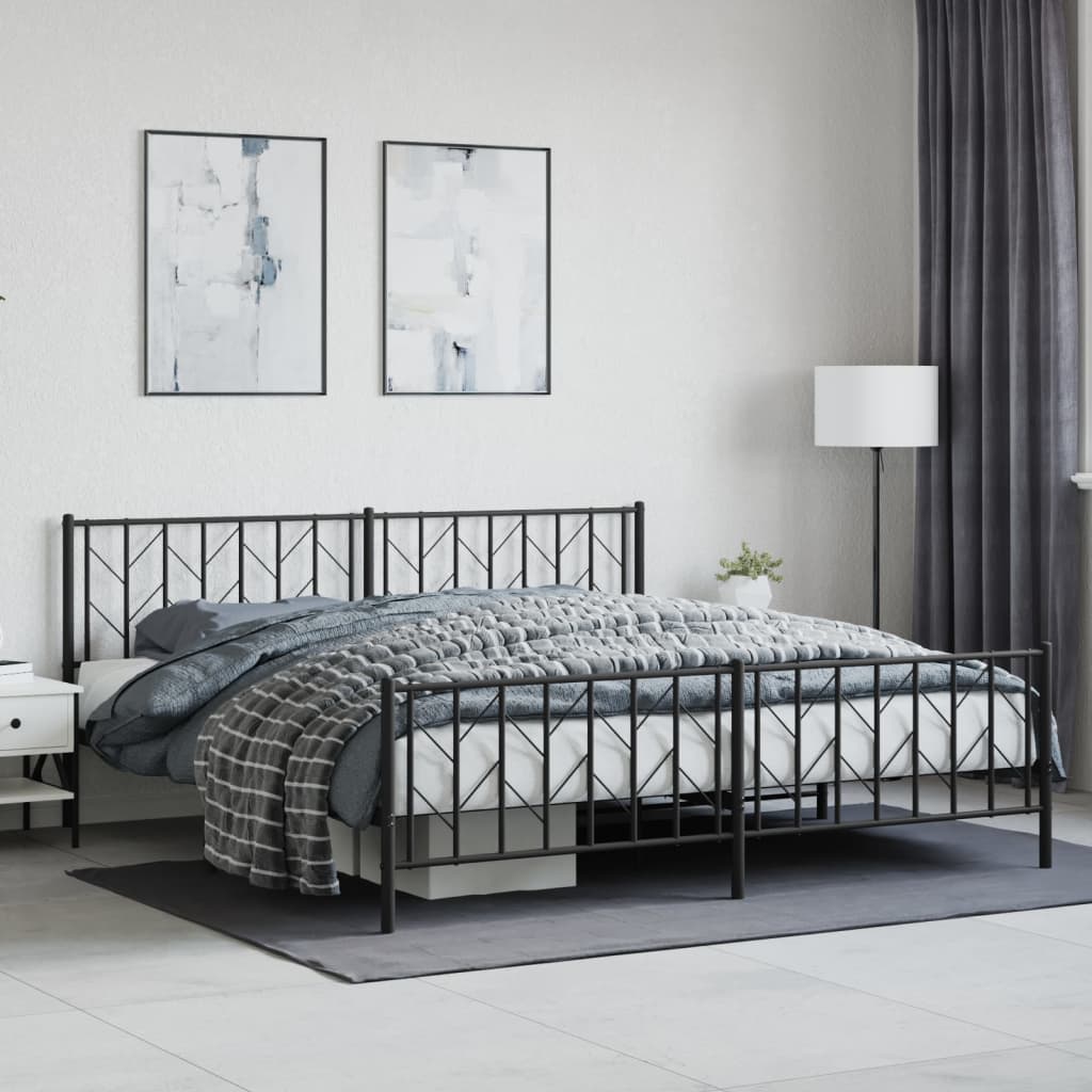 vidaXL Bedframe met hoofd- en voeteneinde metaal zwart 193x203 cm