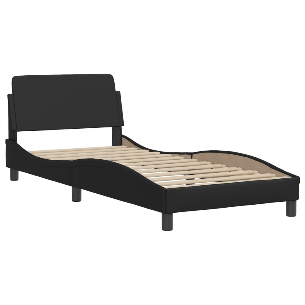 vidaXL Bedframe met hoofdbord kunstleer zwart 100x200 cm