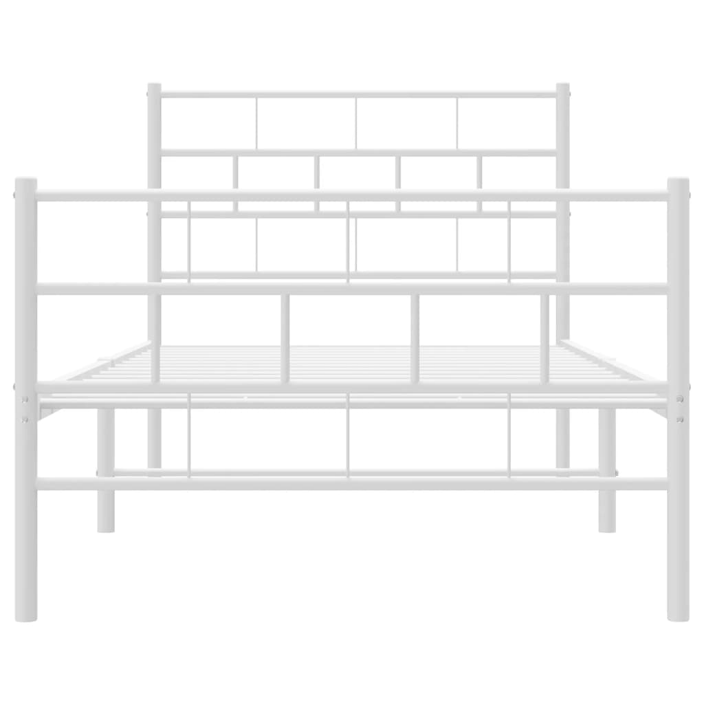 vidaXL Bedframe met hoofd- en voeteneinde metaal wit 75x190 cm