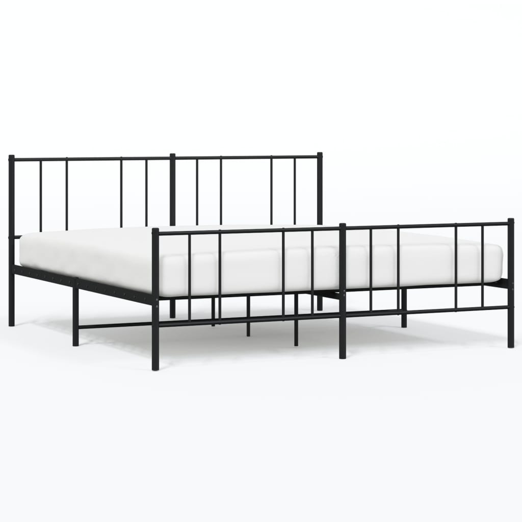 vidaXL Bedframe met hoofd- en voeteneinde metaal zwart 183x213 cm