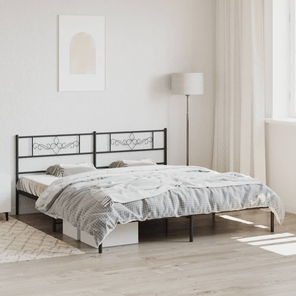 vidaXL Bedframe met hoofdbord metaal zwart 183x213 cm